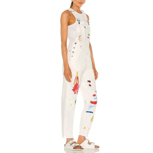BY SAMMI RYAN & DESSIE JACKSON Artist Painted Studio Overalls in White Size S - Picture 3 of 7